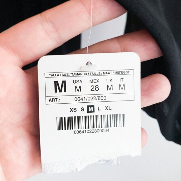 Zara Black Beaded embellished Chiffon Blouse M - Picture 6 of 6